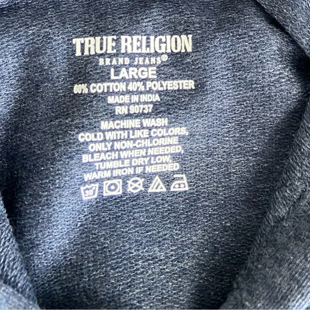 True Religion Hoodie Men’s Large Blue Logo Long Sleeve Original‎ Jean Brand